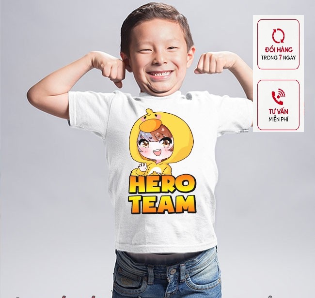 [HCM](ẢNH THẬT) Áo Mister Vịt siêu cute | Áo Hero Team cho trẻ em siêu đẹp