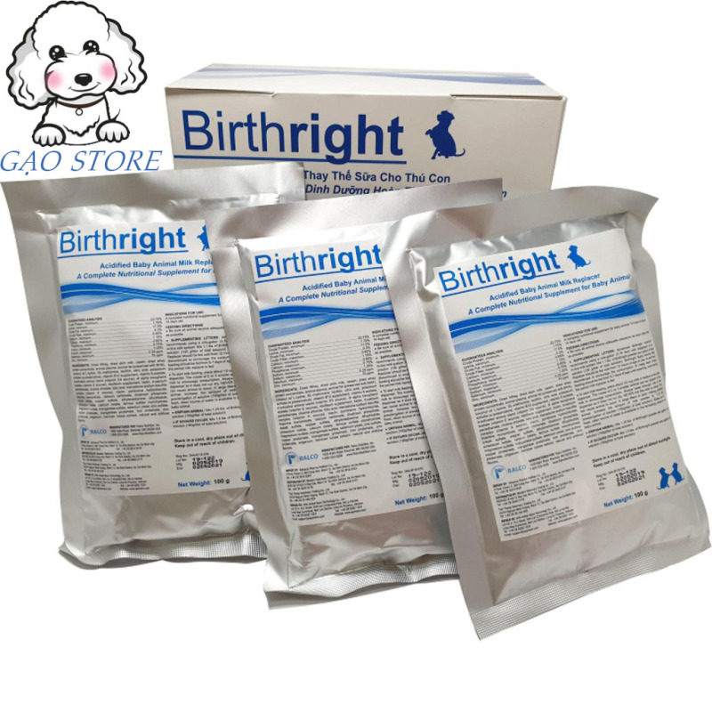 Sữa bột thay thế sữa mẹ cho chó mèo con - Sữa Birthright gói 100g