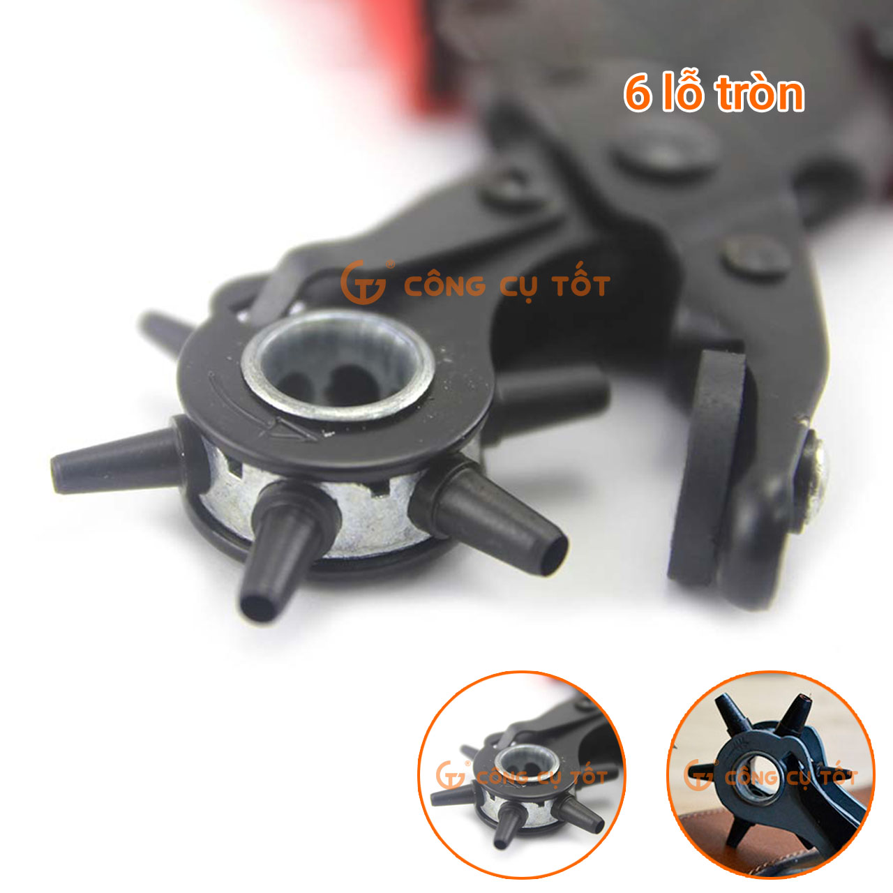 Kìm bấm lỗ dây nịt 6 lỗ tròn