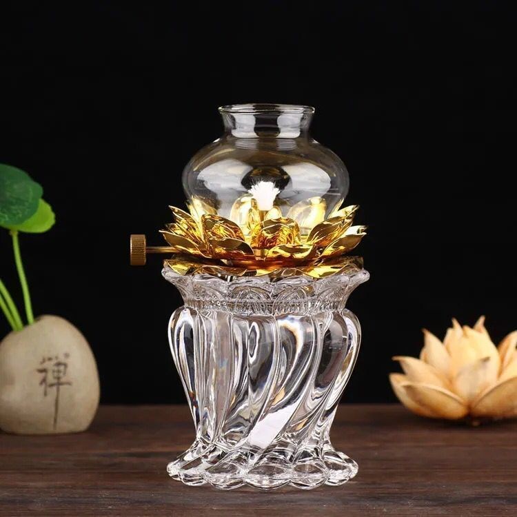 Đèn dầu cát tường lưu ly thủy tinh thờ cúng