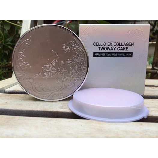 PHẤN NÉN PHẤN PHỦ SIÊU MỊN CELLIO EX COLLAGEN TWOWAY CAKE SPF 30 (KÈM SƠ CUA)