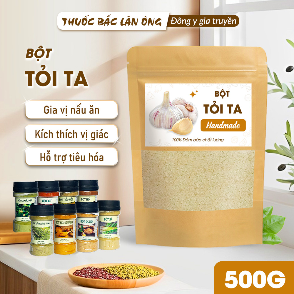 Bột tỏi ta nguyên chất 500g (Garlic powder, khử mùi tanh, ướp thịt cá thơm ngon)