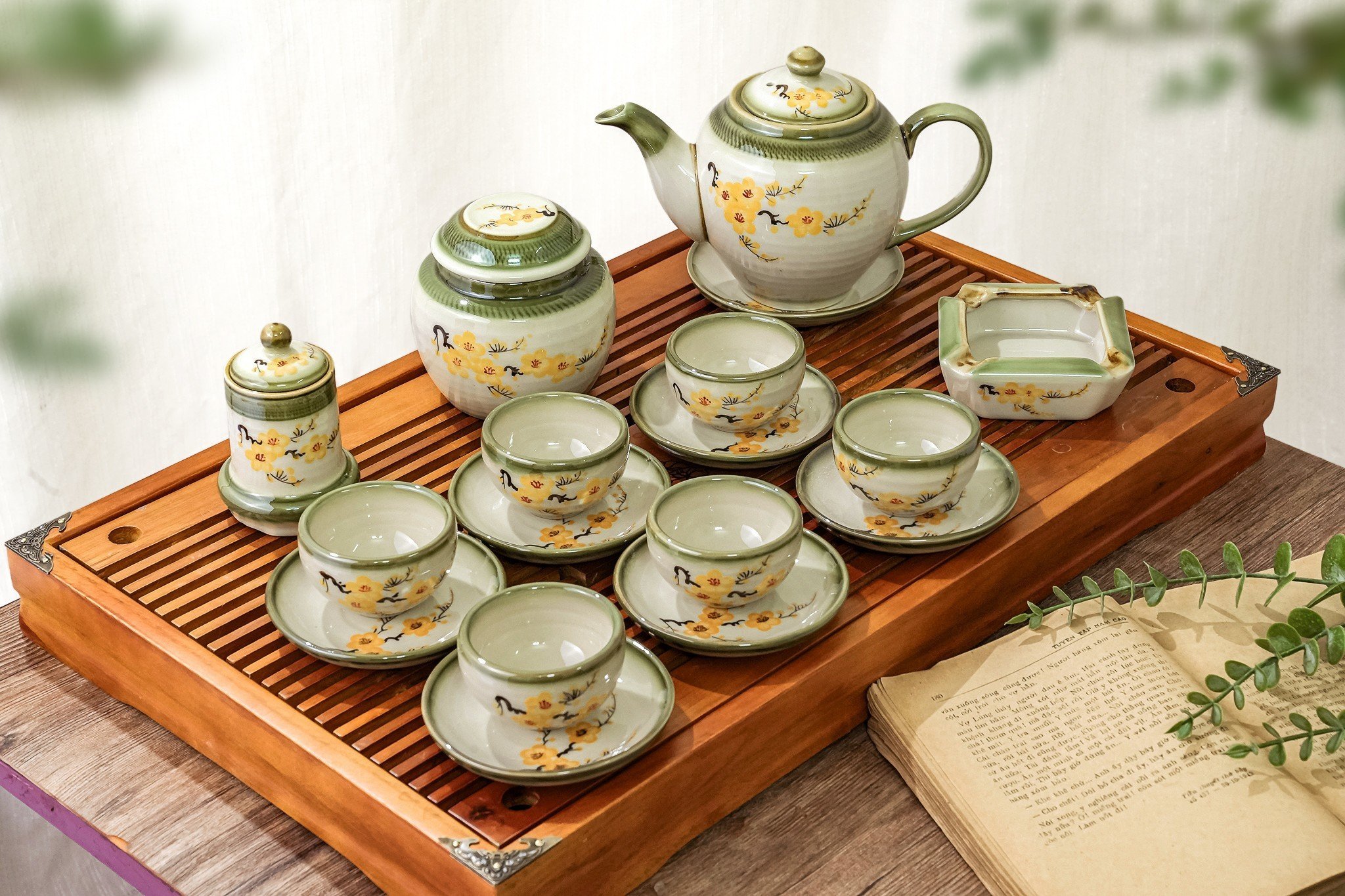 Ấm chén gốm sứ bát tràng bộ ấm chén pha trà cao cấp bộ trà đẹp