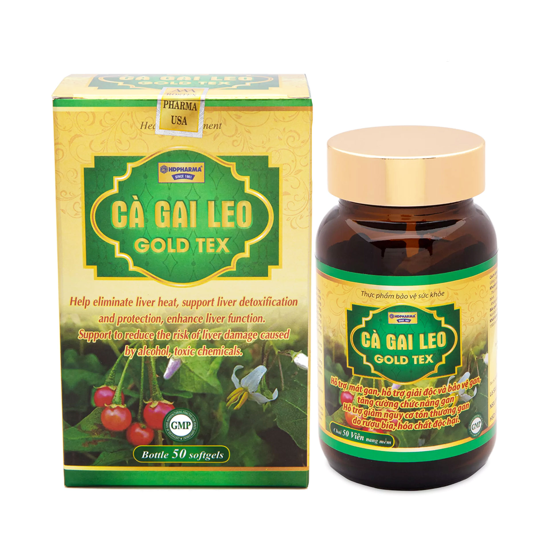 [HCM]Bổ gan Cà Gai Leo - Tam Thất Xạ Đen mát gan giải độc gan hạ men gan tăng cường chức năng gan Hộp 50 viên