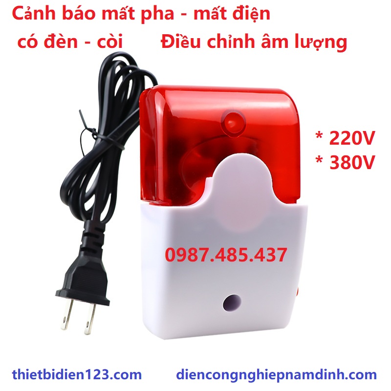 Còi Báo mất pha - mất điện 1 pha 3 pha - Chuông báo động mất điện mất pha