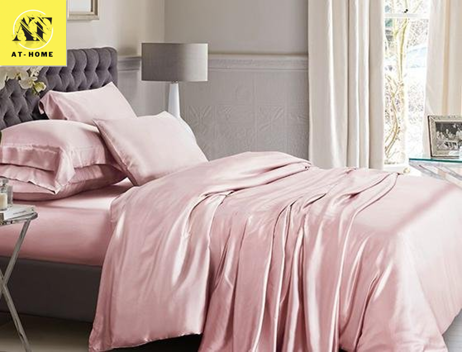 Ga lẻ drap lẻ phi lụa mát mịn thương hiệu at home - màu hồng phấn
