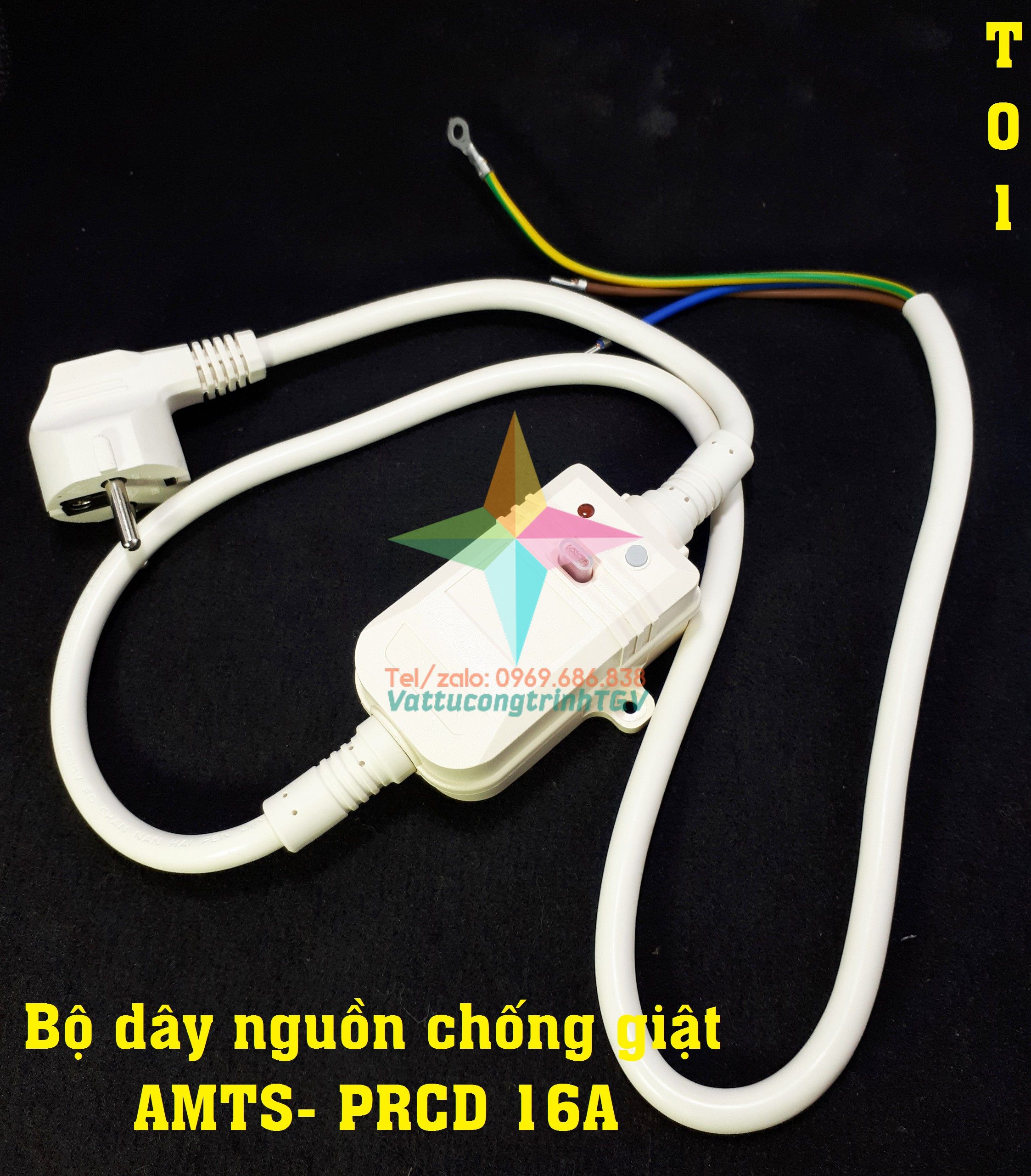 Bộ dây nguồn chống giật AMTS- PRCD 16A cho Bình nóng lạnh ARISTON, PICEZA, FERROLY…