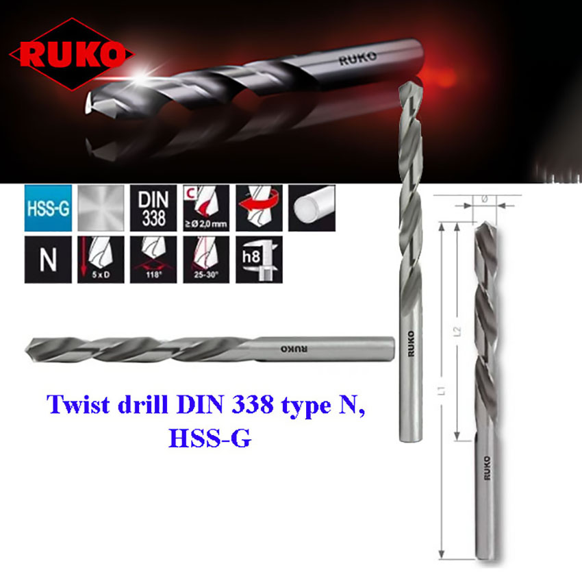 Mũi khoan thép gió HSS DIN338  214... RUKO