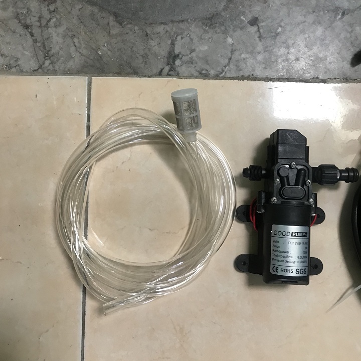 Máy bơm rửa xe tăng áp mini 12V - 70w