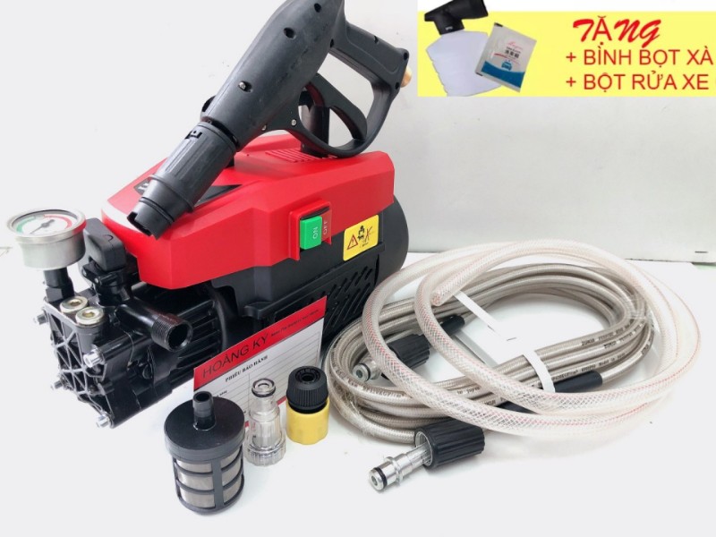 MÁY RỬA XE HOÀNG KÝ K1 - 2000W , DÂY 8M TẶNG BÌNH XÀ PHÒNG , BỘT RỬA XE