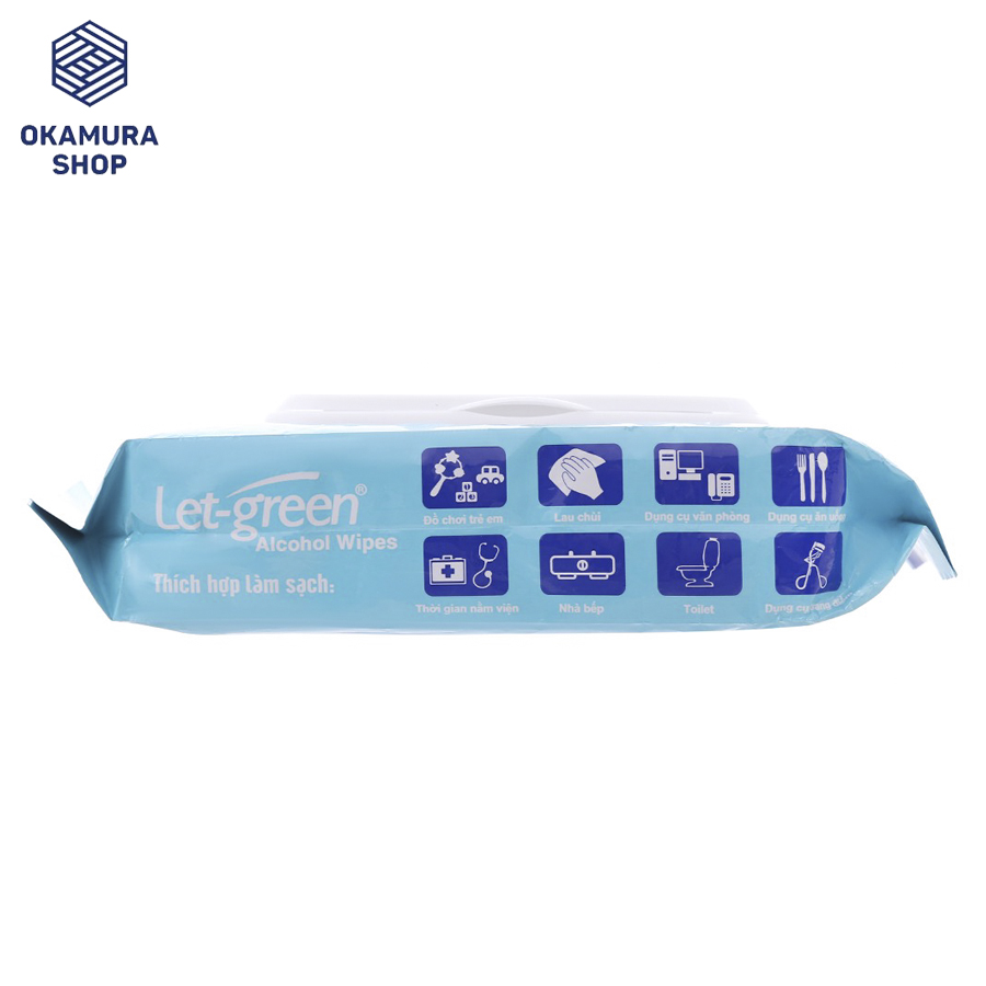 [HCM]Khăn ướt cồn Let Green - Gói 50 tờ