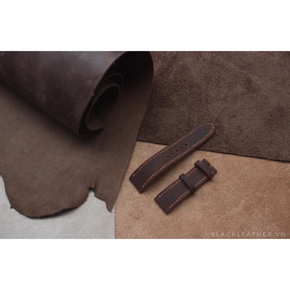 Dây đồng hồ DA BÒ ( sáp ngựa điên ) Handmade [ Tặng kèm khóa + Tool thay dây ]