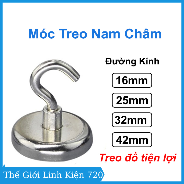 Móc treo nam châm d16 / d20 / d25 / d32 /d42 lực hút cực mạnh, nam châm móc treo 5-18kg treo đồ, phụ kiện tiện lợi