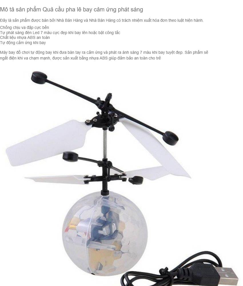 Quả cầu bay cảm ứng phát sáng Bx Electronics trong suốt làm từ nhựa ABS an toàn khi sử dụng, có kèm cáp sạc USB