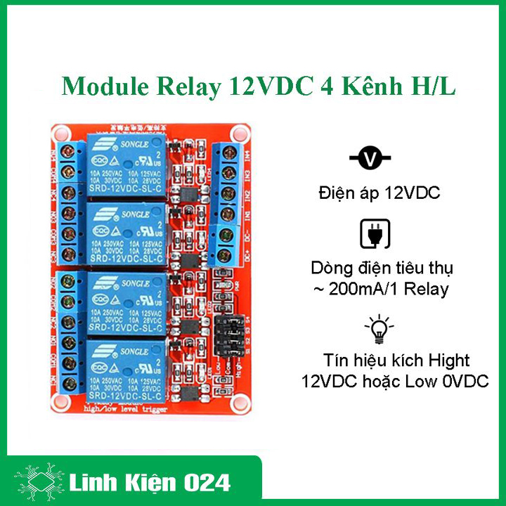 Module relay 12VDC 4 channel high / low