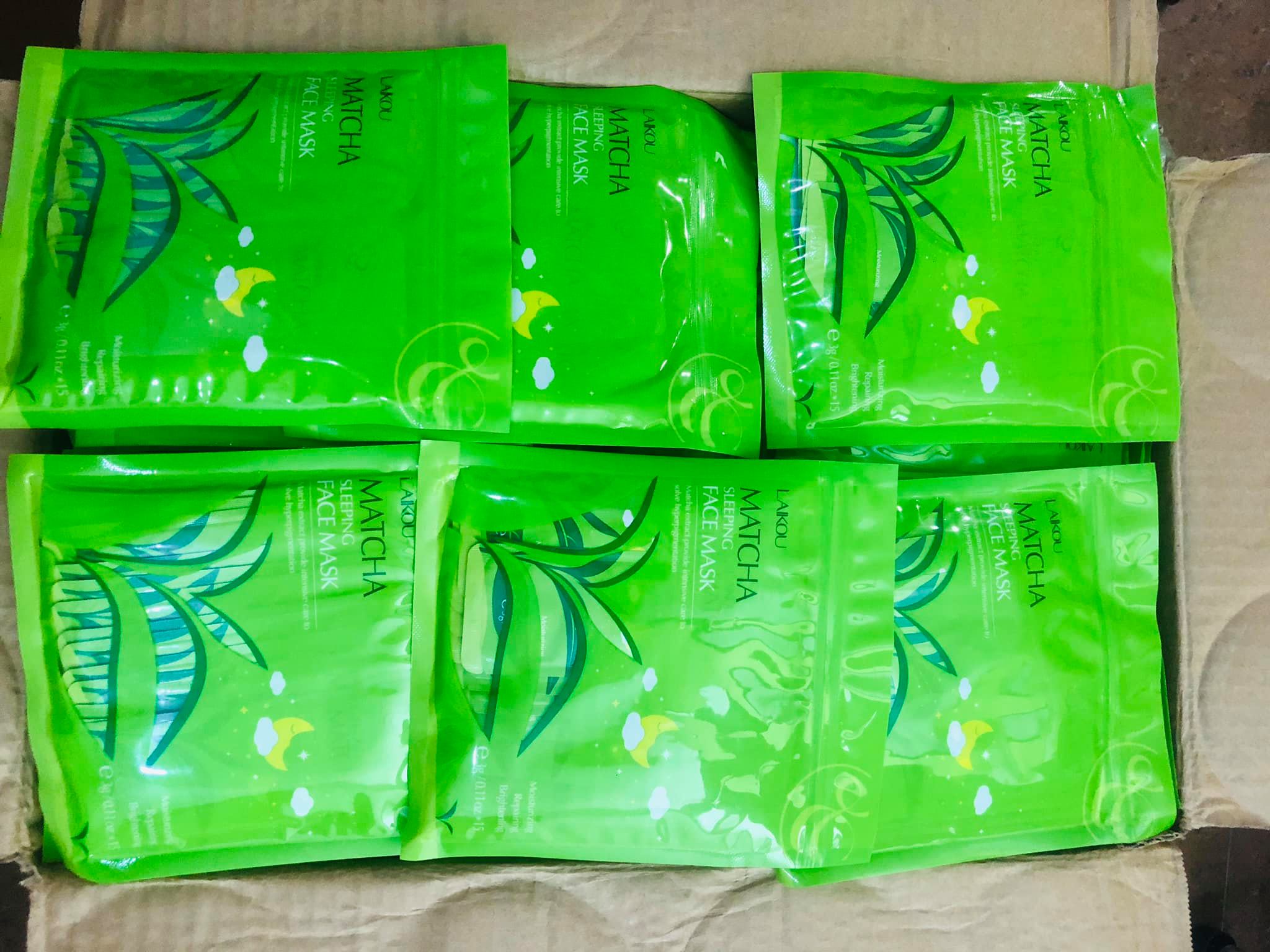Mặt nạ ngủ trà xanh trị mụn Matcha LaiKou