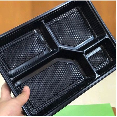 50 hộp cơm đen 3 ngăn - đựng cơm văn phòng