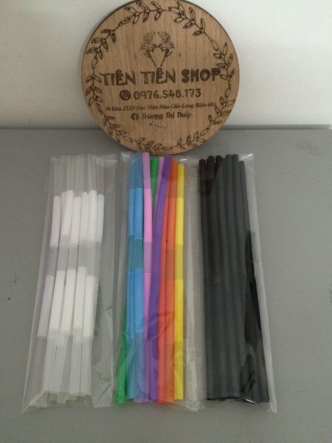 Gói 100 ống hút tạo kiểu 2 đầu co chọn màu tientienshop