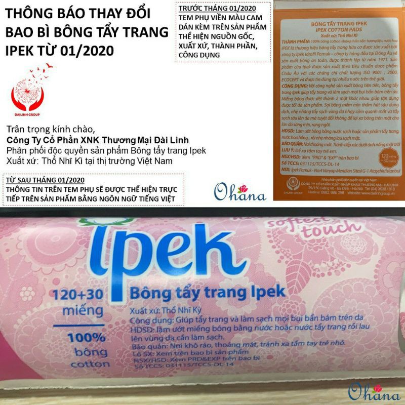 [HCM]Combo 4 Bông Tẩy Trang Ipek 150M