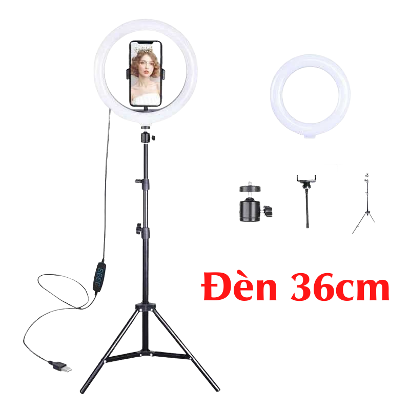 [Đèn livestream 36cm] hỗ trợ chụp ảnh, make up 3 chế độ sáng