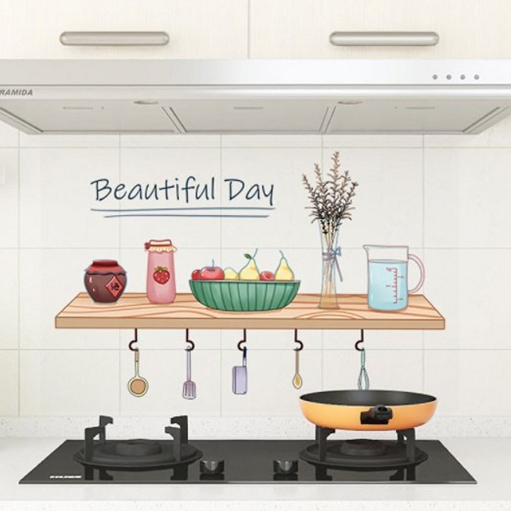 Decal dán bếp 3D Kích thướt 60x90 cm