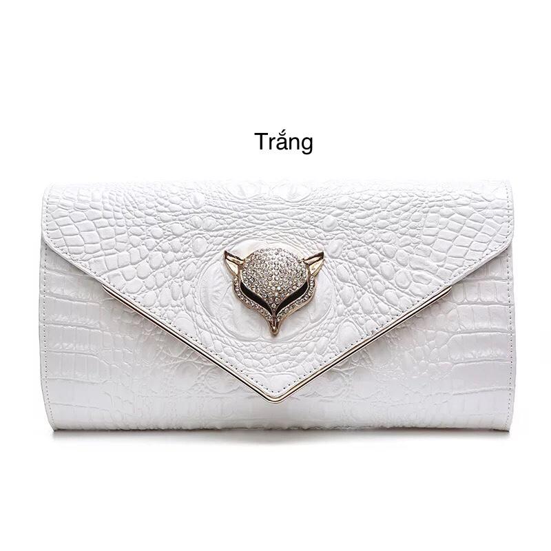 [HCM]VÍ CẦM TAY ĐÍNH ĐÁ LOGO SANG TRỌNG