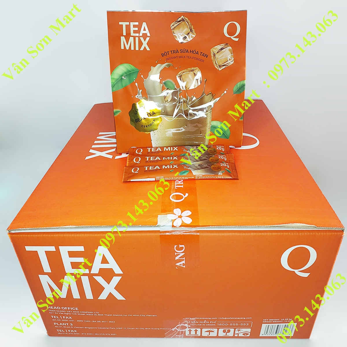03 bịch Trà sữa Tea mix Trần Quang bịch 480g (24 gói dài nhỏ x 20g)