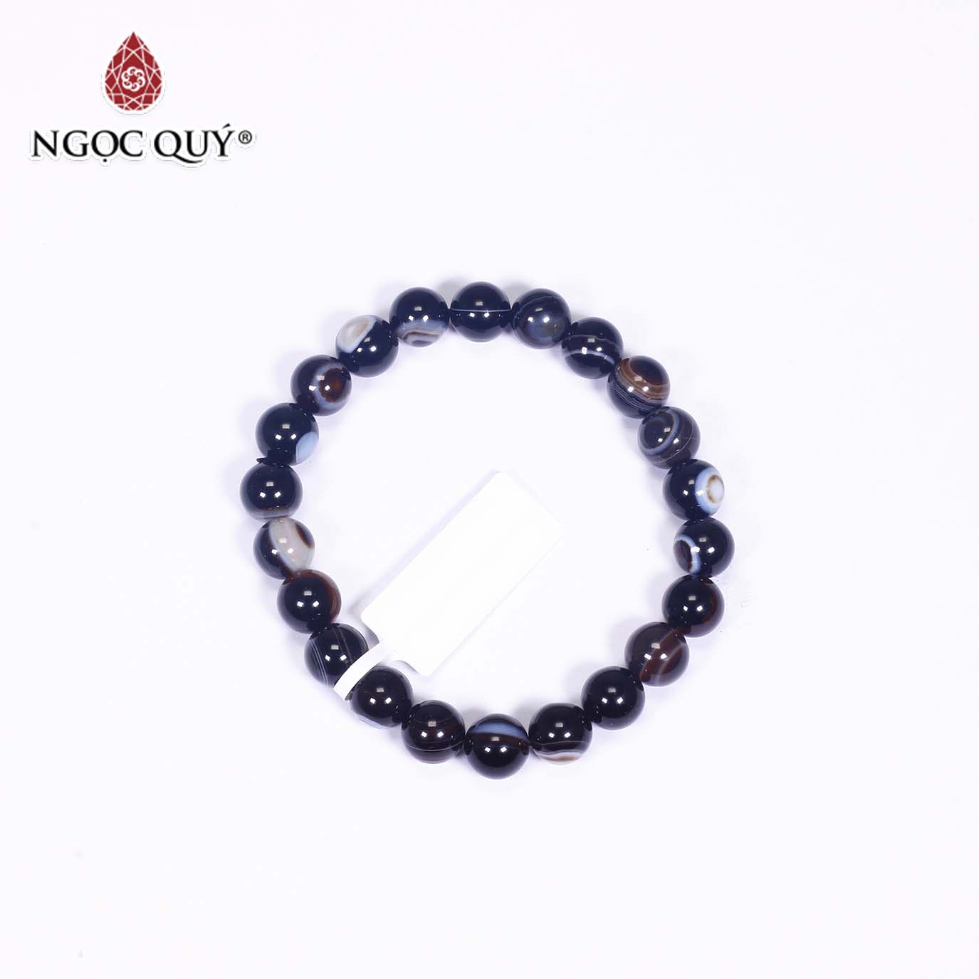 [HCM]Vòng tay đá mã não mắt rồng size hạt 8mm mệnh thủymộc - Ngọc Quý Gemstones