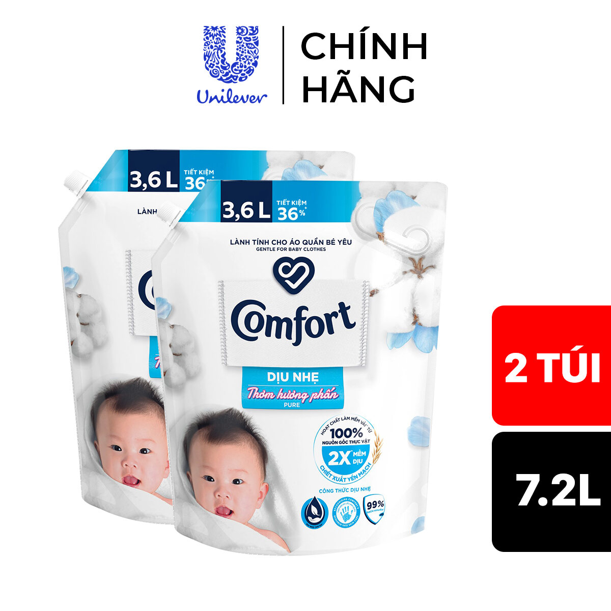 (Livestream) - Combo 2 Nước Xả Vải Comfort Dịu Nhẹ 3.6L