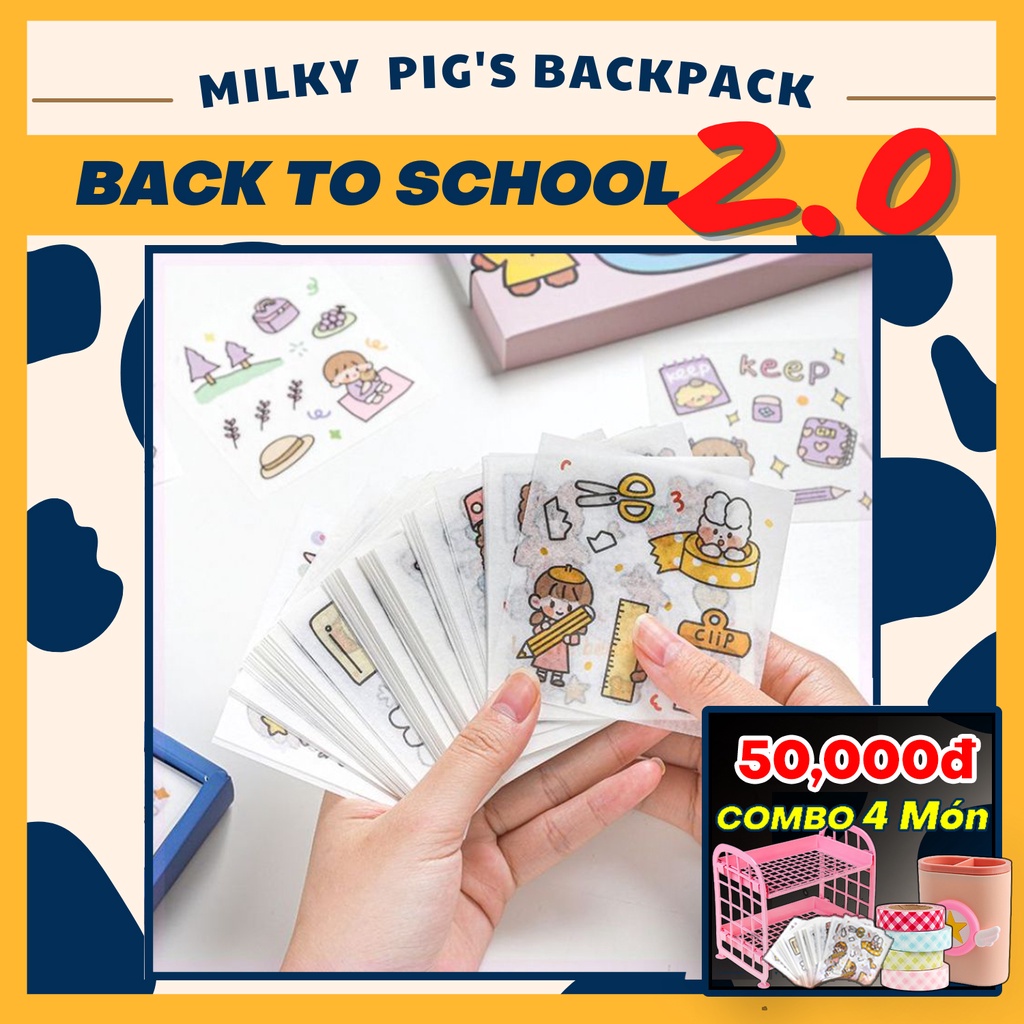 1 Set 5 Sticker Đáng Yêu - Miếng Dán Siêu Dính Chống Nước