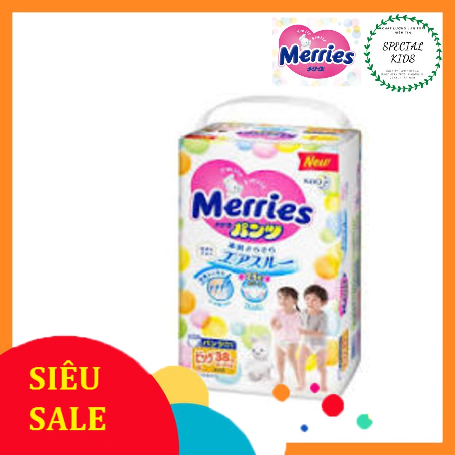 [TEM PHỤ CHÍNH HÃNG KAO]Tã/Bỉm QUẦN Merries nội địa Nhật Size XL38 (12-22kg)