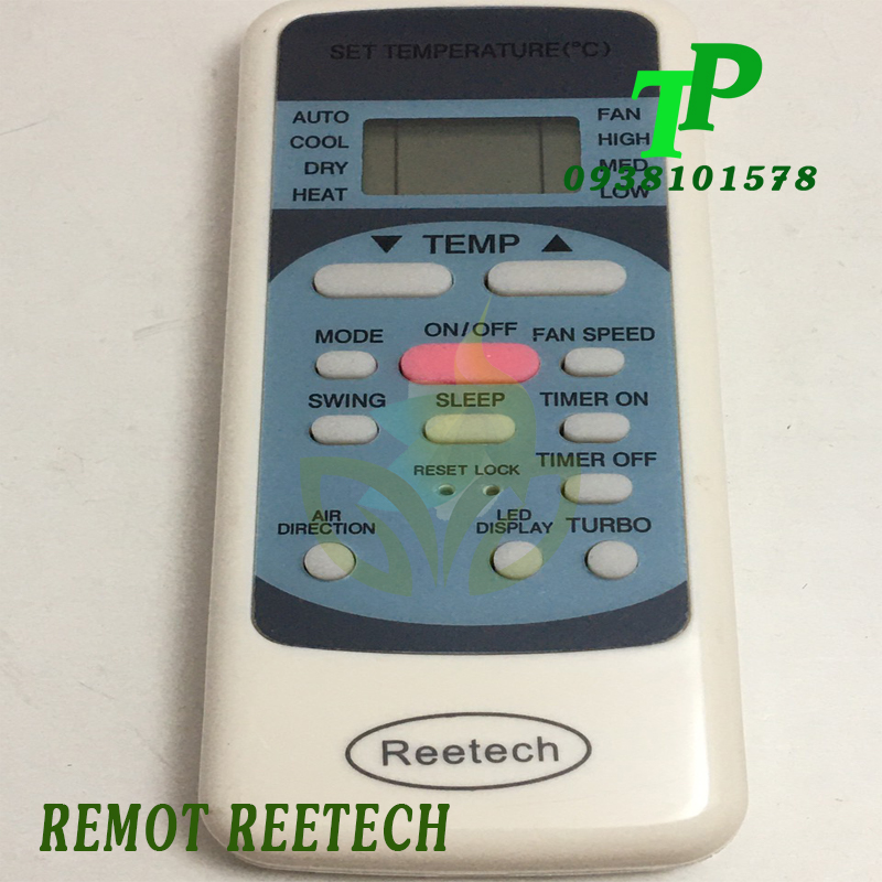 Điều Khiển, Remote Máy Lạnh Điều Hòa Reetech (Tặng Kèm Pin)
