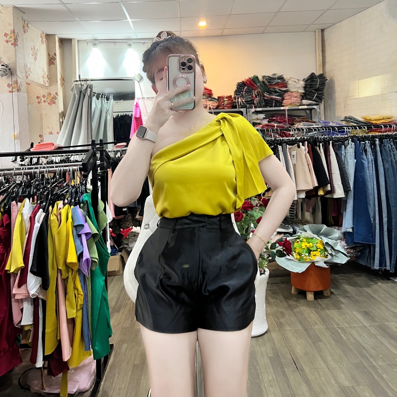[HCM]HÌNH THẬT 100% ÁO LỤA NHẬT LỆCH VAI VẠT CHÉO