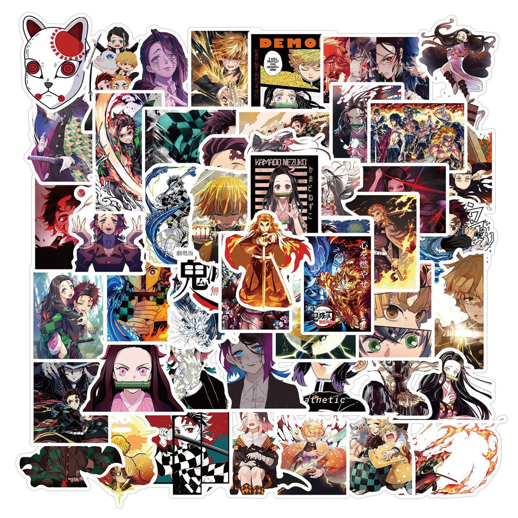 [HCM]Stickers anime Kimetsu no Yaiba/ Demon slayer 50 miếng không thấm nước