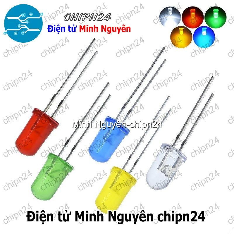[50 con] (TK2) Led 5mm Vỏ Đục Màu ra Màu (Đỏ/Vàng/Xanh Lá/Dương/Trắng/Cam) - [Chọn Loại] - HHH.00164