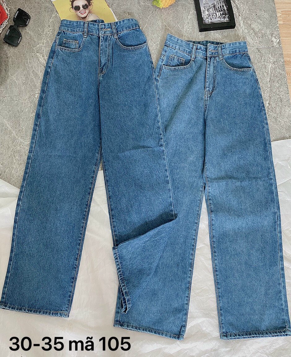 Quần jean suông nữ 65-85kg Quần jean nữ ống rộng lưng cao size đại