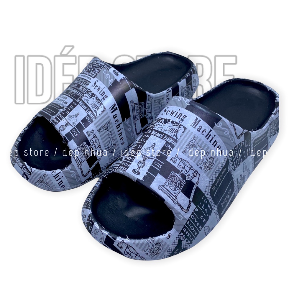 Dép bánh mì YZ nam quai ngang họa tiết chữ SEWING cao 3.5cm đúc siêu nhẹ iDÉP (Form nhỏ)- DL175