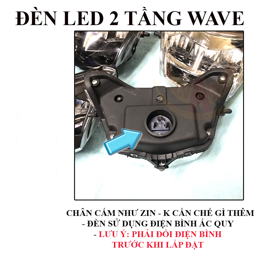 Đèn Pha Led 2 Tầng xe  WAVE alpha- WAVE RS- WAVE 100-MÀU BẠC