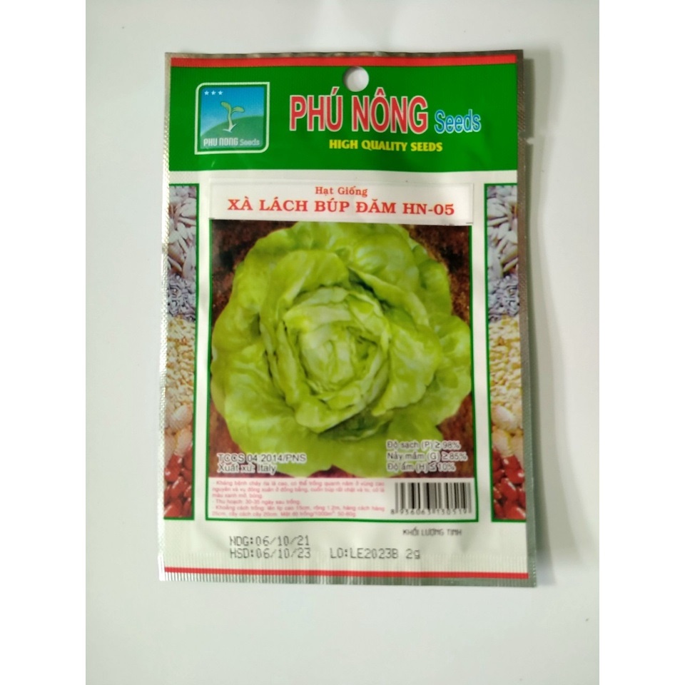 Gói 2gram hạt giống xà lách búp đăm phú nông