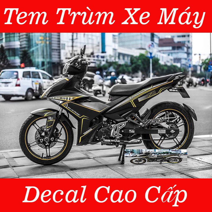 Tem Trùm Exciter 150 Đen Nhám Chỉ Vàng Cao Cấp