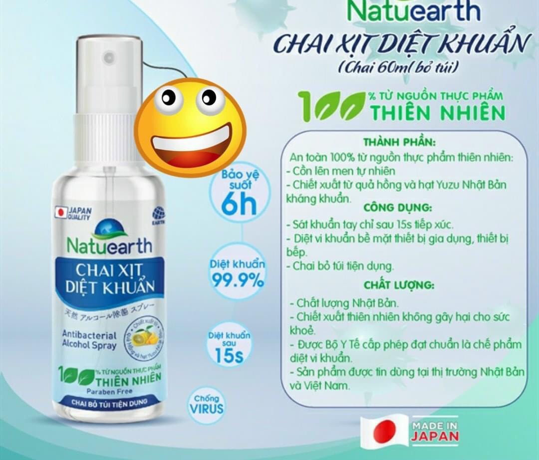 Xịt Diệt Khuẩn NatuEarth 60ml