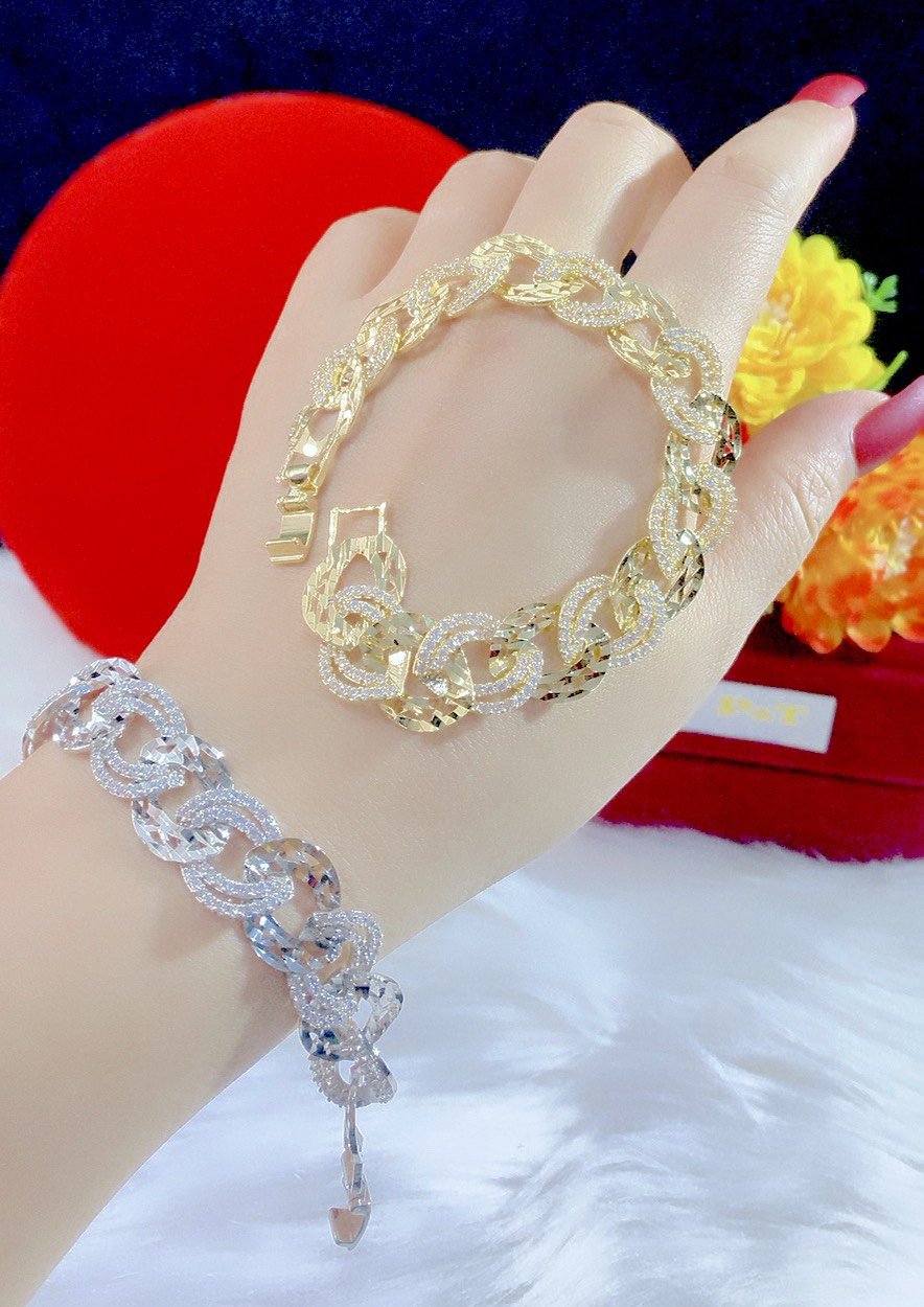 Lắc tay nữ mạ vàng 18k, 24k và bạch kim mắc xích tròn xoắn uốn lượn 56-6102021 - Lắc tay nữ, Lắc tay đẹp - Phong cách dễ thương