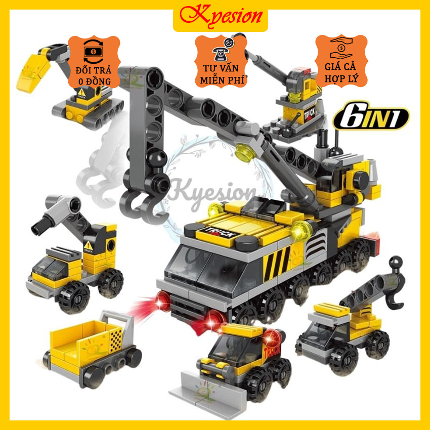 ĐỒ CHƠI THÔNG MINH LEGO XẾP HÌNH ĐỘI XE XÂY DỰNG KYESION, ĐỒ CHƠI TRẺ EM, ĐỒ CHƠI TRÍ TUỆ, ĐỒ CHƠI LẮP RÁP, ĐỒ CHƠI THÔNG MINH, ĐỒ CHƠI BÉ TRAI, XE XÂY DỰNG, KÍCH THÍCH TƯ DUY, SÁNG TẠO; KHẢ NĂNG TƯ DUY PHÁT TRIỂN TRÍ NÃO