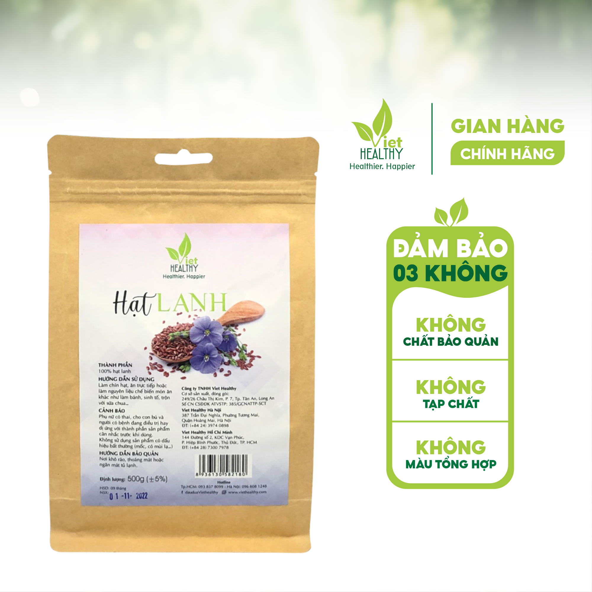 Hạt lanh túi 500gr Viethealthy