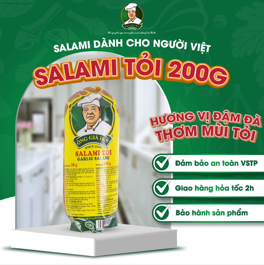 [  Chỉ giao HCM & Hà Nội ] Salami tỏi 200g Ông già Ika