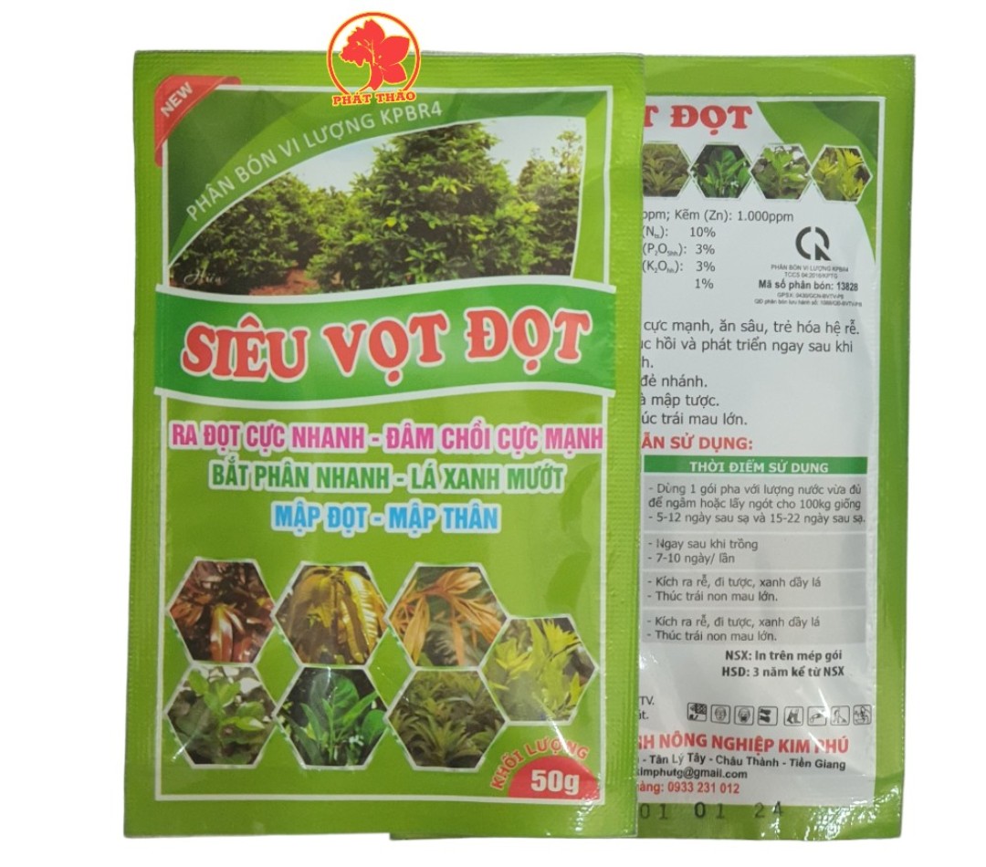 Phân bón lá Siêu Vọt Đọt 50gr, mập chồi, phát đọt, xanh dày lá