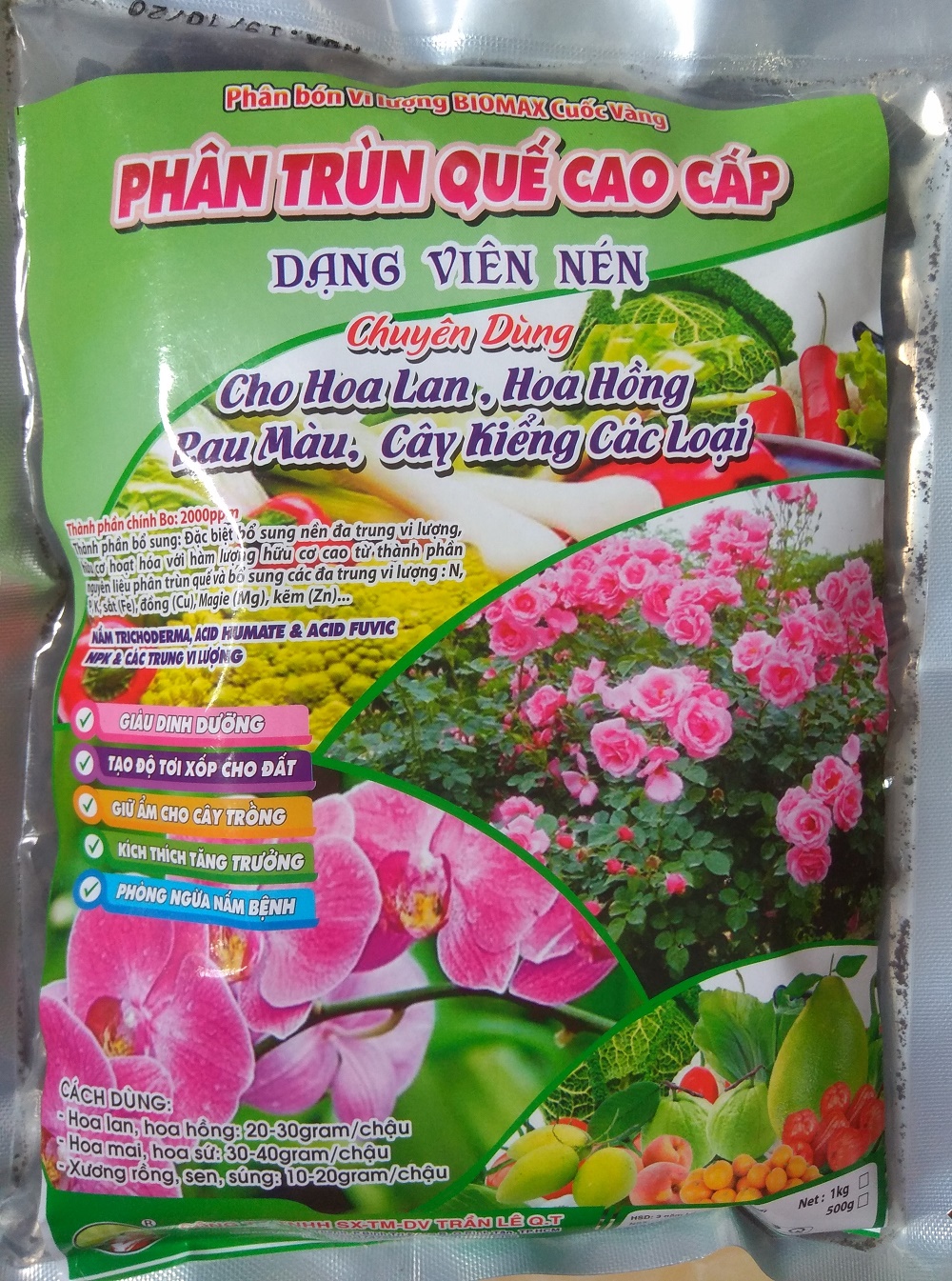[HCM]Phân bón trùn quế cao cấp dạng viên nén - gói 1 kg BIOMAX