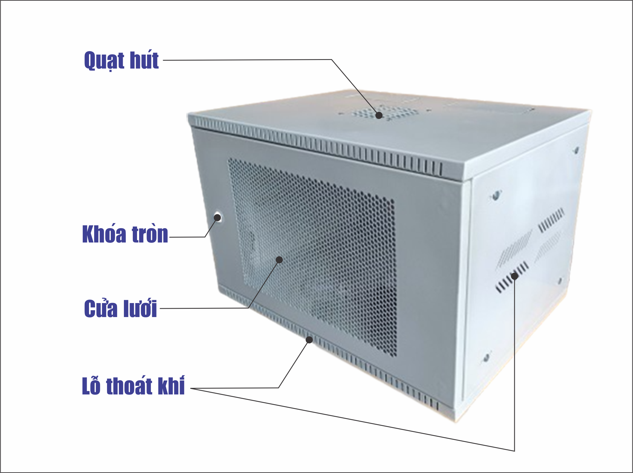 TỦ RACK (TỦ MẠNG) 6U (D400) treo tường (màu xám trắng/màu đen) - mẫu lắp ráp