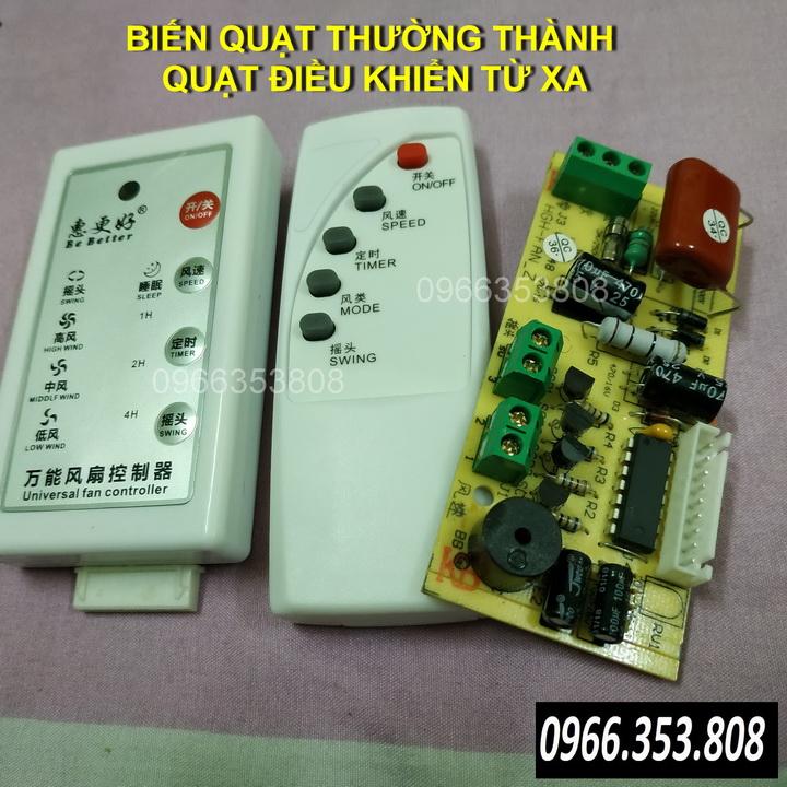 Mạch điều khiển từ xa cho quạt bàn, quạt cây, quạt tường, có phím bấm trên thân quạt, có bảng đèn hiển thị