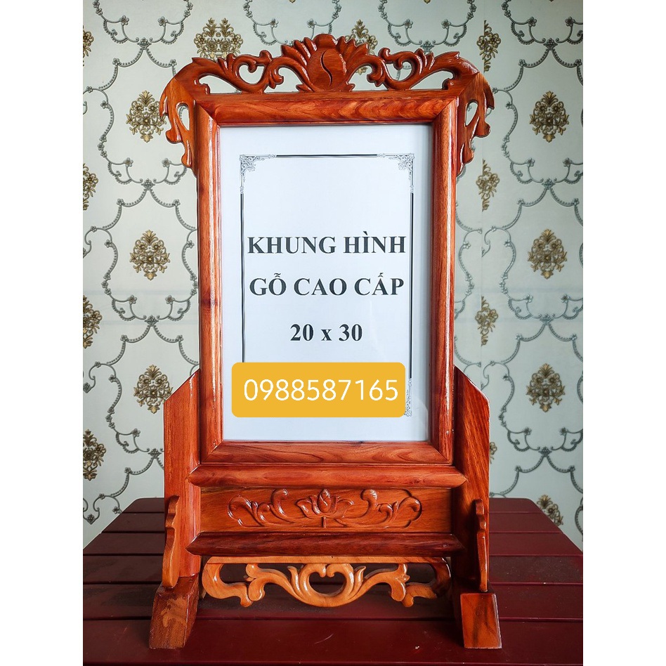 Khung ảnh thờ gỗ hương-Khung ảnh thờ đơn hoa là tây